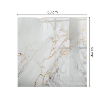 Dessus de table en verre trempé Wallfluent 60x60 cm Marbre élégant avec veines