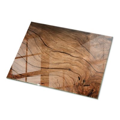 Dessus de table en verre trempé Wallfluent 80x60 cm Motif bois