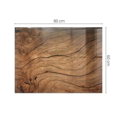 Dessus de table en verre trempé Wallfluent 80x60 cm Motif bois