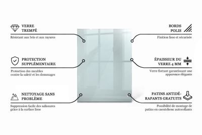 Dessus de table en verre trempé Wallfluent 80x60 cm Transparent