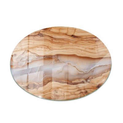 Dessus de table en verre trempé Wallfluent fi100 cm Bois naturel avec résine