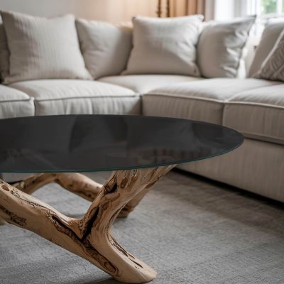 Dessus de table en verre trempé Wallfluent fi80 cm Couleur noire lisse