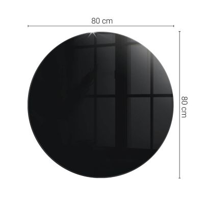Dessus de table en verre trempé Wallfluent fi80 cm Couleur noire lisse