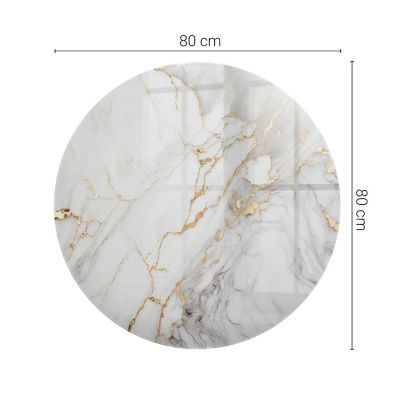 Dessus de table en verre trempé Wallfluent fi80 cm Marbre élégant avec veines