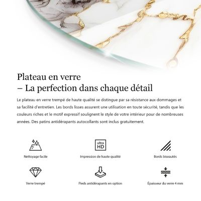 Dessus de table en verre trempé Wallfluent fi80 cm Motif mosaïque avec ornements