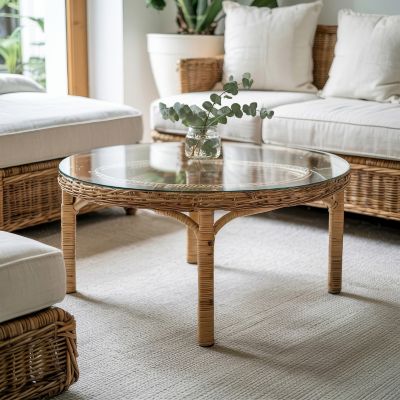Dessus de table en verre trempé Wallfluent fi80 cm Transparent