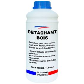 Detachant Bois -  1 L   - Codeve Bois - Pour Enlever Toute Trace, Tâche, Marque, Cerne Ou Auréole Sur Le Bois.