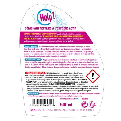 Détachant textiles oxygène actif Help Gerlon 500ml
