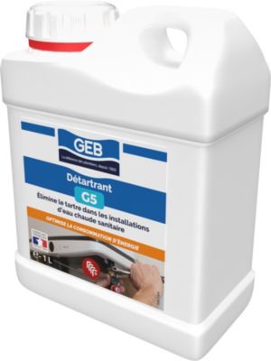 Détartrant des installations sanitaires d'eau chaude Geb, bidon 1 litre