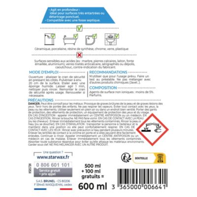 Détartrant surpuissant Starwax 500ml +20% gratuit