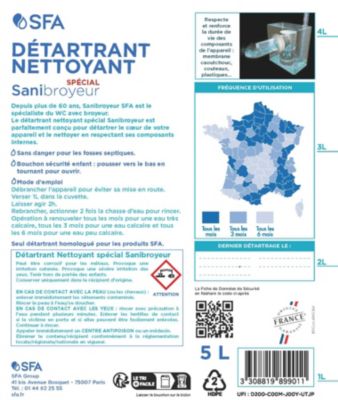 Détartrant WC SFA spécial Sanibroyeur 5L