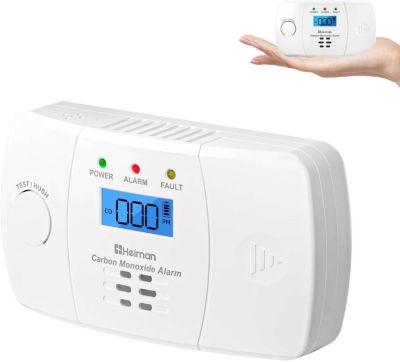 Detecteur de monoxyde de carbone avec alarme 85 dB et led rectangulaire L.12.5 x l.7.5 x H.2.8 cm - HEIMAN