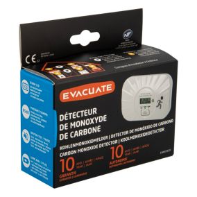 Détecteur de monoxyde de carbone Evacuate LCD 10 ans