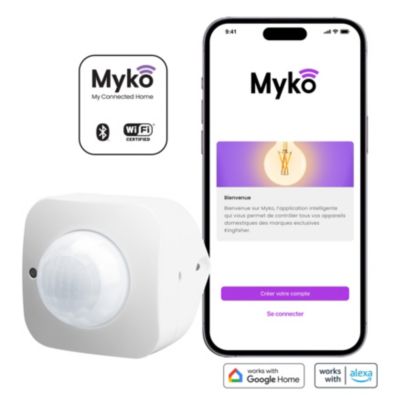 Détecteur de mouvement Myko GoodHome sans-fils bluetooth IP44 l.7,5 x H.7,5 cm blanc
