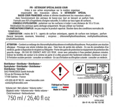 Détergent spray spécial basse-cour, nettoie et désodorise, 750ml