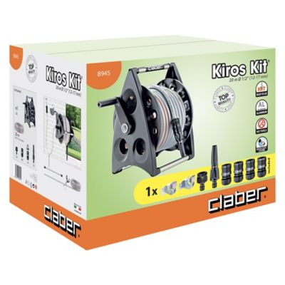Dévidoir portable Claber Kiros équipé avec tuyau d'arrosage 20m + kit