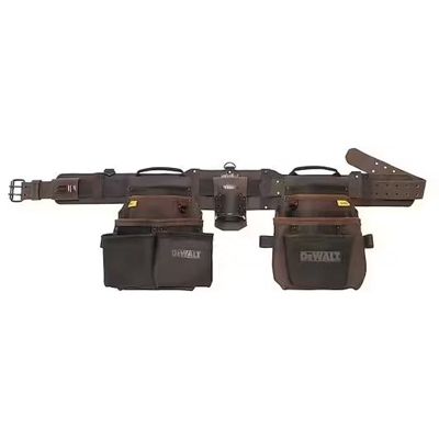DEWALT DWST50113-1 Ceinture porte-outils en cuir nubuck 18 poches rembourrée 14 cm.