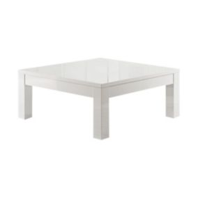 DEYTON - Table Basse Carrée 100cm Laquée Blanc Brillant