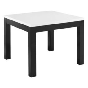 DEYTON - Table de Repas Carrée 100cm Laquée Noir et Blanc Brillant