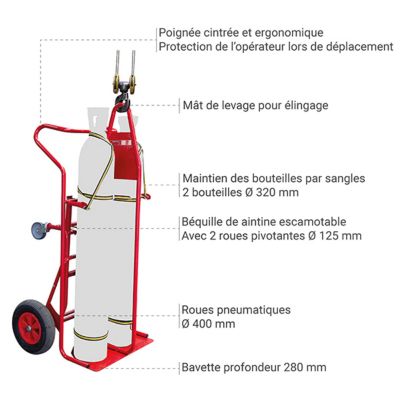 Diable porte-bouteilles élingable - 2 grandes bouteilles B20 / B40 / B50 / B84 - Charge max 250kg - 810008295