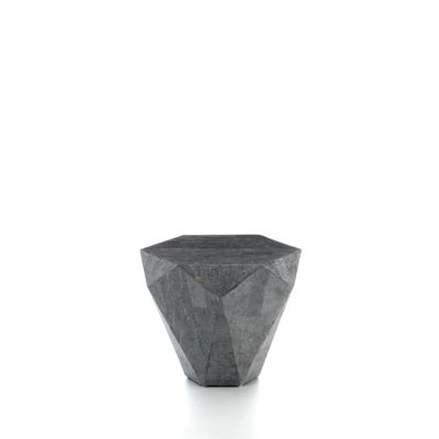 Diamond Small Table Basse / Bout De Canapé (60X60X50H) En Pierre Fossile Grise