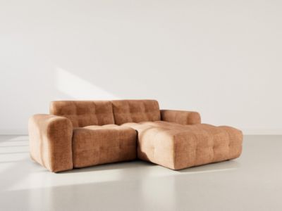 Diane - Canapé d'angle droit 4 places en velours texturé - Best Mobilier