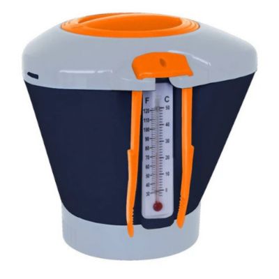 Diffuseur de Chlore flottant 3 en 1 pour piscine - Thermomètre intégré + Pince - Unité - POOLCO