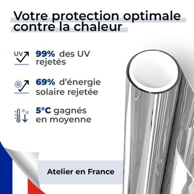 DIMEXACT - Film solaire pour double vitrage bon compromis - alu clair - 152 cm x 1.5 m - en Rouleau