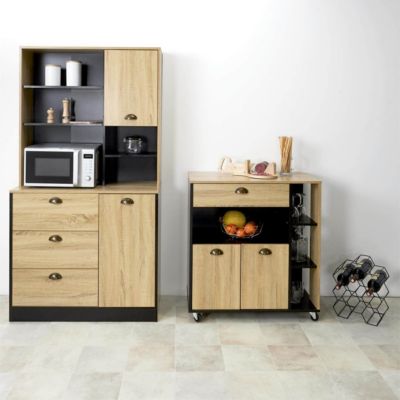 DINAJ - Buffet Vaisselier Multi-Rangement Aspect Bois