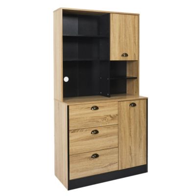 DINAJ - Buffet Vaisselier Multi-Rangement Aspect Bois