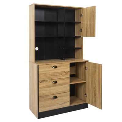 DINAJ - Buffet Vaisselier Multi-Rangement Aspect Bois