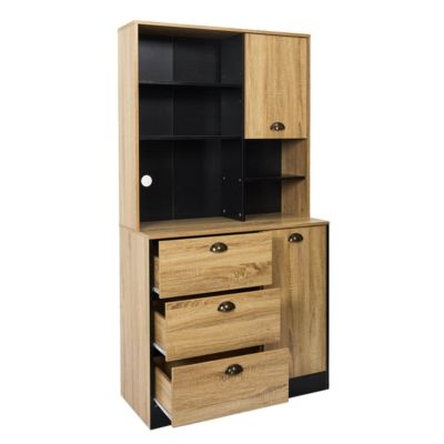 DINAJ - Buffet Vaisselier Multi-Rangement Aspect Bois