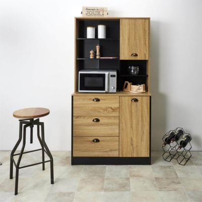 DINAJ - Buffet Vaisselier Multi-Rangement Aspect Bois