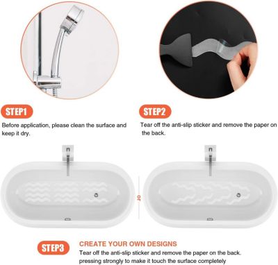 36 Autocollants Antidérapants Pour Douche/baignoire - Adhésifs PEVA Ondulés - Avec Grattoir - Pour Surfaces Glissantes, Escaliers, Cuisine - 6