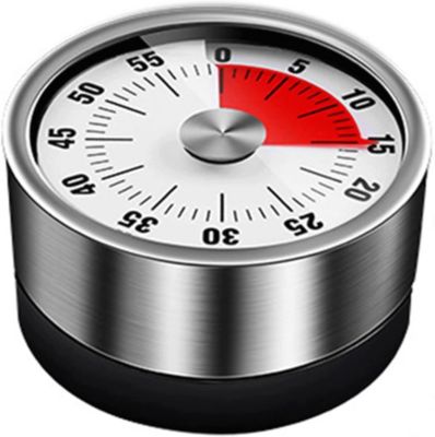 Minuteur De Cuisine Mécanique En Acier Inoxydable - Alarme 70 DB, Dos Magnétique - Pour Cuisine, Sport, Études