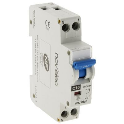 Disjoncteur 10A Nov'Elec Resi9 230 V 2 pôles