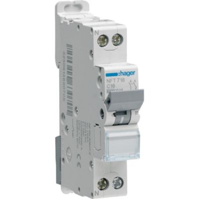 Disjoncteur 1P N 4.5-6kA courbe C-10A- HAGER - MJT710