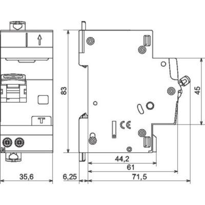 Disjoncteur différentiel DX3 4500 - 6 kA courbe C - Type AC - 16 A - 2 modules - Connexion vis / vis - Legrand