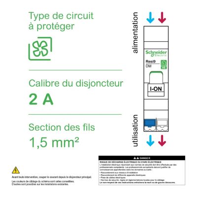 Disjoncteur embrochable courbe C phase + neutre 2A Schneider Electric Resi9 XE