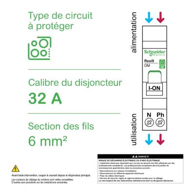 Disjoncteur embrochable courbe C phase + neutre 32A Schneider Electric Resi9 XE