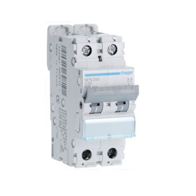 Disjoncteur Hager - 2P - 50A - 6-10kA - Type C