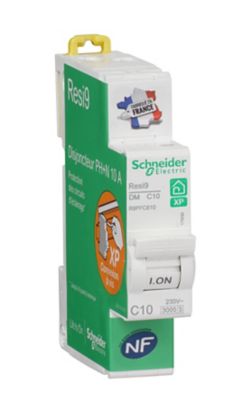 Disjoncteur peignable courbe C phase + neutre 10A Schneider Electric Resi9 XP
