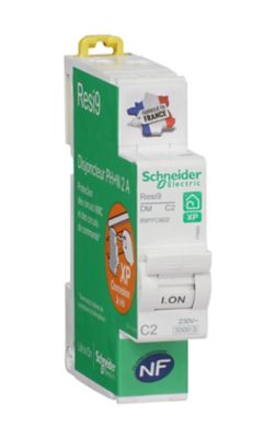Disjoncteur peignable courbe C phase + neutre 2A Schneider Electric Resi9 XP