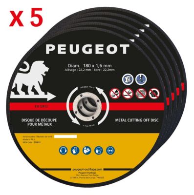 Disque à tronçonner 180 mm pour métaux ferreux Peugeot, lot de 5 pièces