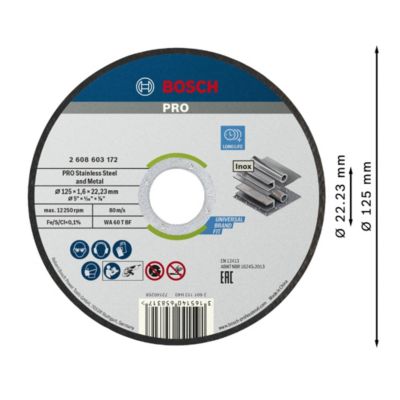 Disque à tronçonner inox Bosch 125x1,6x22mm