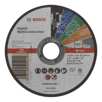 Disque à tronçonner pour métal à moyeu plat BOSCH Ø125mm