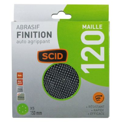 Disque abrasif maille - SCID - diamètre 150 mm - auto-agrippant - Grain 120 - Vendu par 5