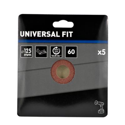 Disque abrasif Universal support perceuse, ø125 mm - 5 pièces, Grain 60