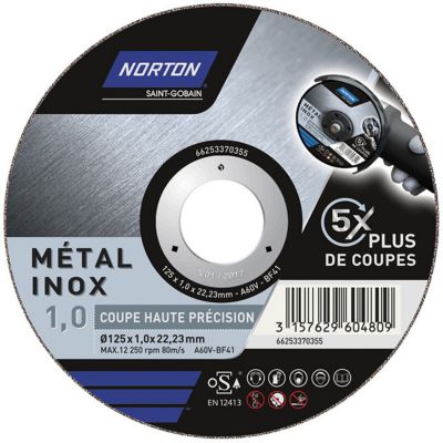 Disque métal pour métal NORTON, Diam.125 mm