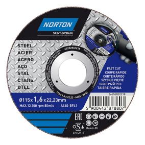 Disque de coupe métal Norton 115x1,6x22,2 mm